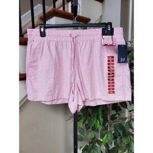 Gap Women Pink Solid Linen Mid Rise Pull On Comfort Waist Casual Shorts Size XL